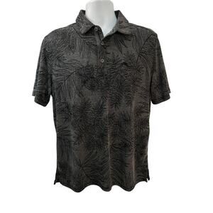 Tommy Bahama Shirt Size M Leaf Print Short Sleeve Button-Up Dark Base